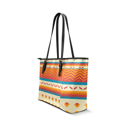 Tribal shapes Leather Tote Bag/Small (Model 1640)