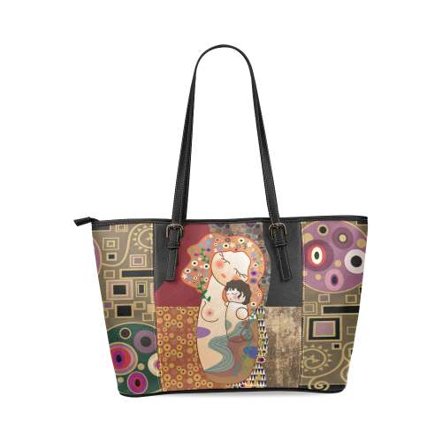 Kokeshis Klimt Leather Tote Bag/Small (Model 1640)