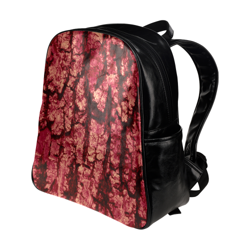 tree bark structure red Multi-Pockets Backpack (Model 1636)