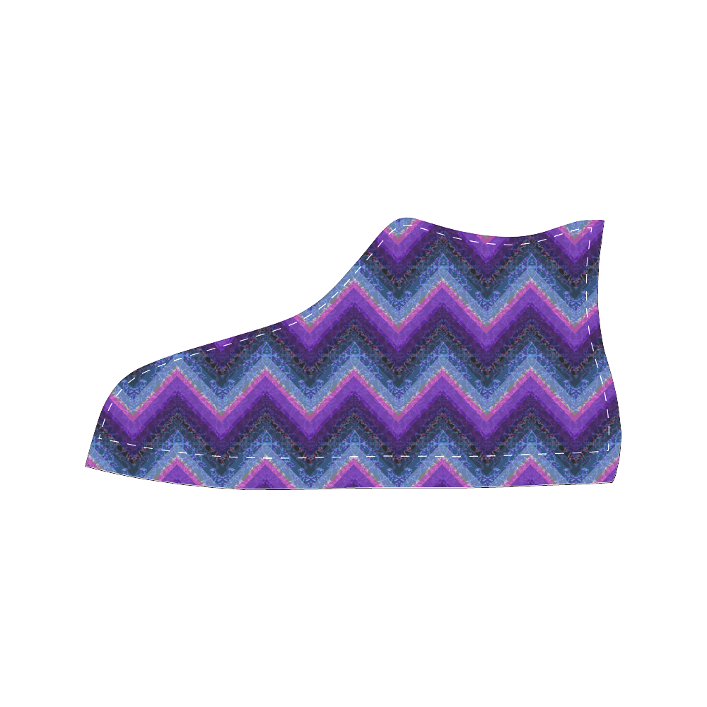 Purple Marble Chevrons Women's Classic High Top Canvas Shoes (Model 017)