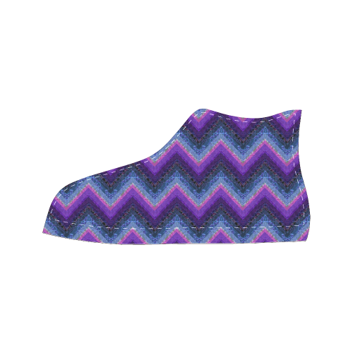 Purple Marble Chevrons Women's Classic High Top Canvas Shoes (Model 017)