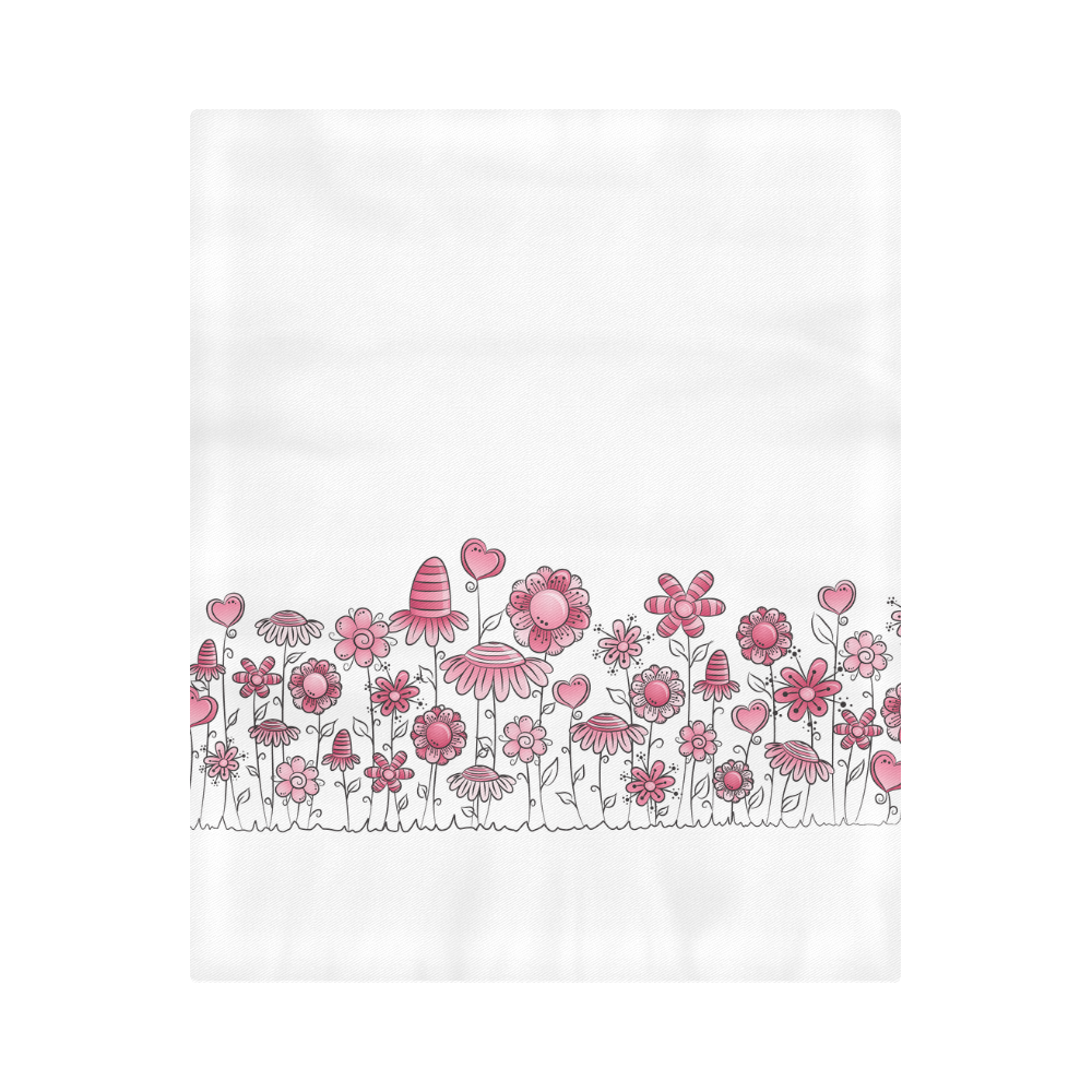 pink doodle flower field Duvet Cover 86"x70" ( All-over-print)