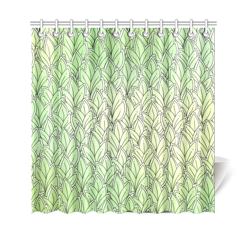Mandy Green - Leaves Pattern Shower Curtain 69"x70"