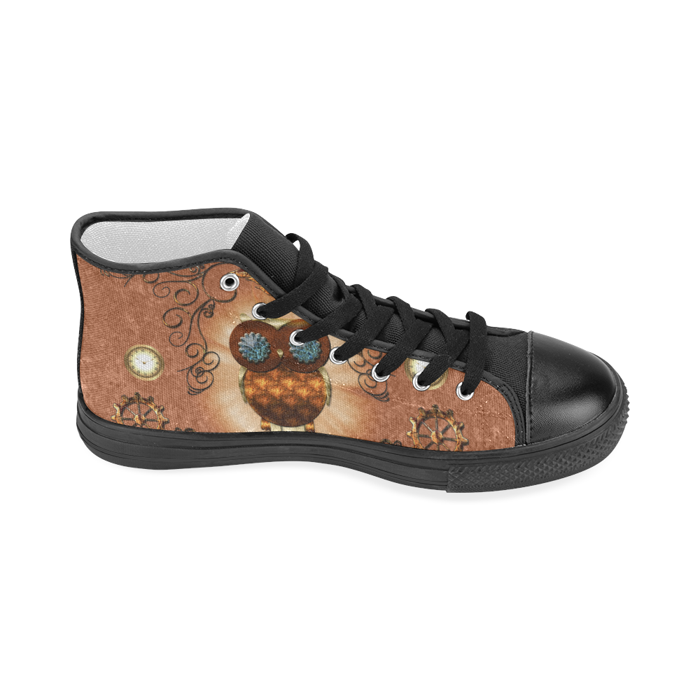 Steampunk, cute owl Women's Classic High Top Canvas Shoes (Model 017)