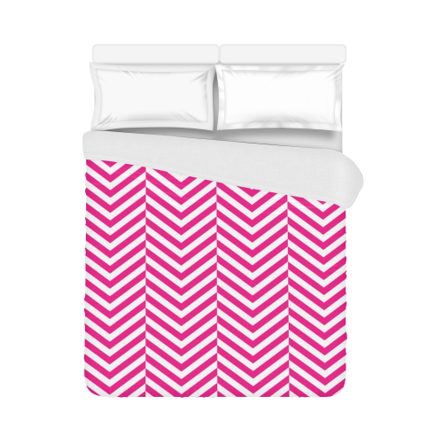 hot pink and white classic chevron pattern Duvet Cover 86"x70" ( All-over-print)