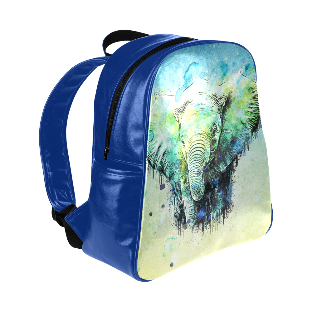 watercolor elephant Multi-Pockets Backpack (Model 1636)