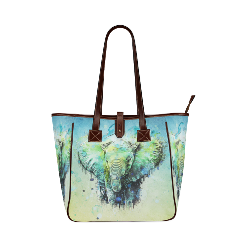 watercolor elephant Classic Tote Bag (Model 1644)