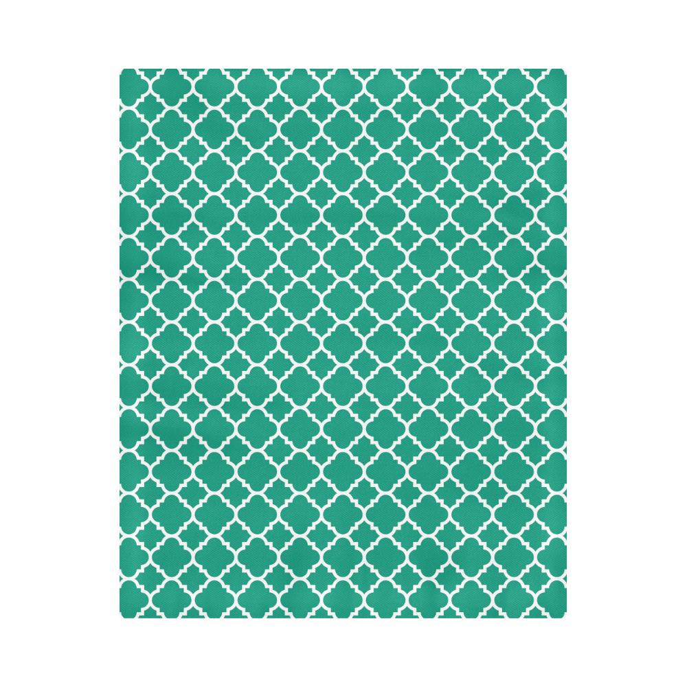emerald green white quatrefoil classic pattern Duvet Cover 86"x70" ( All-over-print)