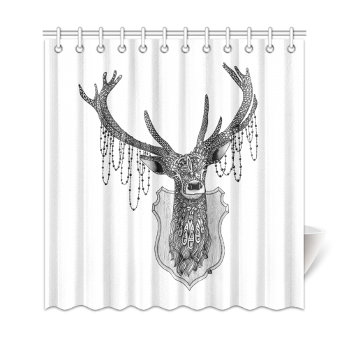 Ornate Deer head drawing - pattern art Shower Curtain 69"x72"