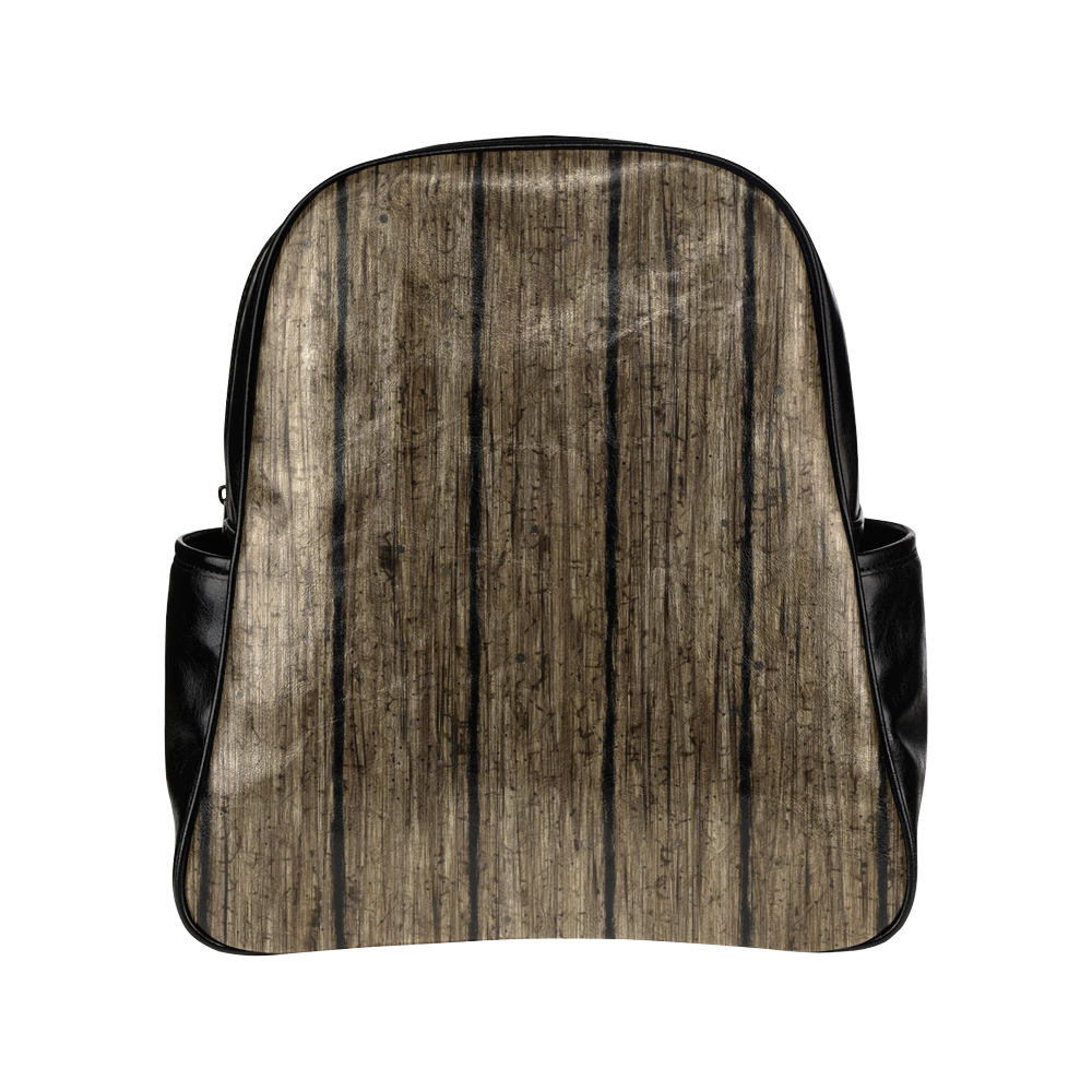 wooden planks Multi-Pockets Backpack (Model 1636)