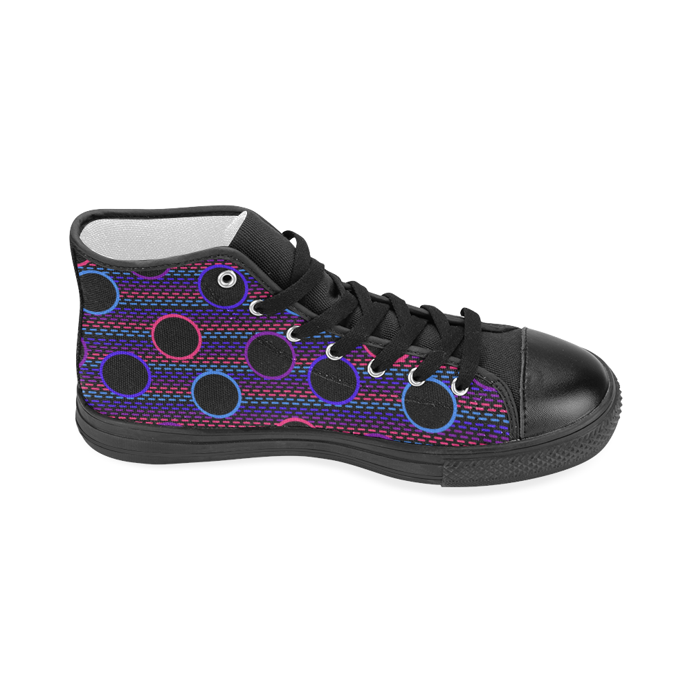 Funky Black Holes Women's Classic High Top Canvas Shoes (Model 017)
