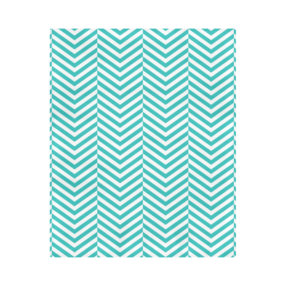 turquoise and white classic chevron pattern Duvet Cover 86"x70" ( All-over-print)