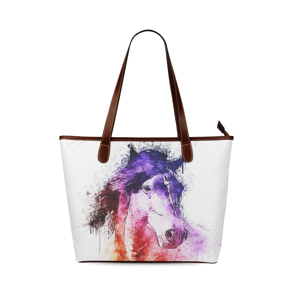 watercolor horse Shoulder Tote Bag (Model 1646)