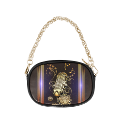 Music, golden microphone Chain Purse (Model 1626)