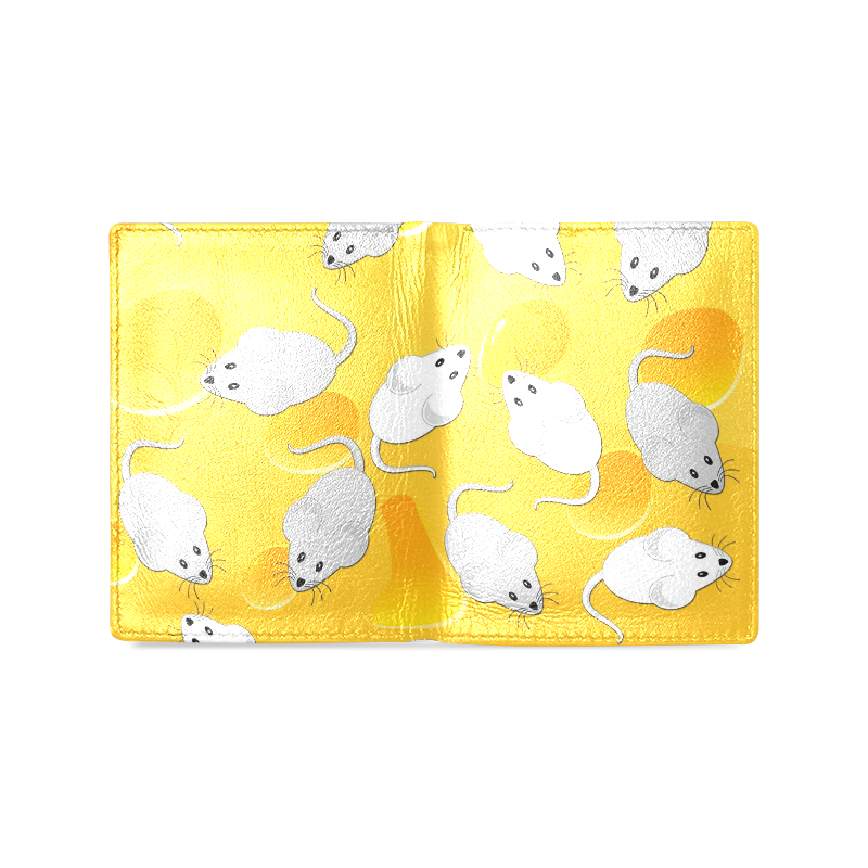 mice on cheese Men's Leather Wallet (Model 1612)