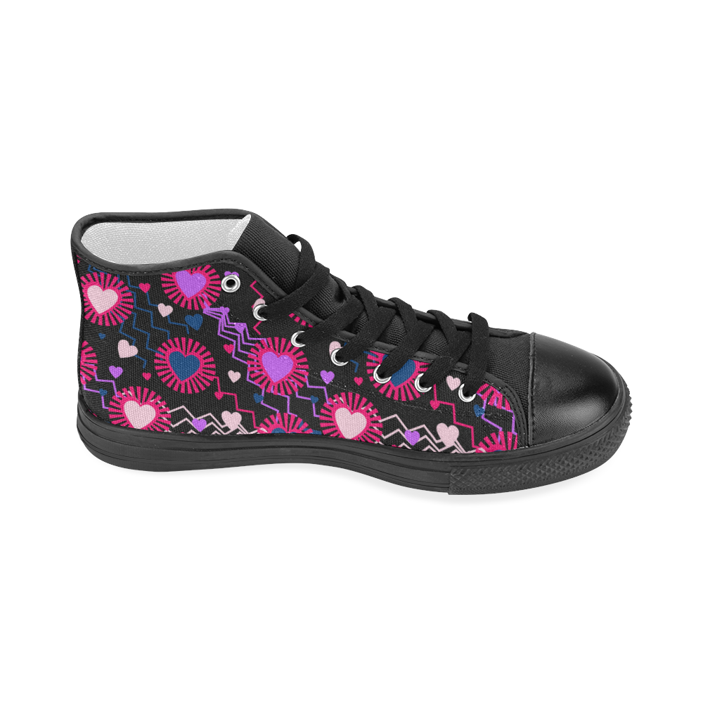 Punk Rock Hearts Women's Classic High Top Canvas Shoes (Model 017)