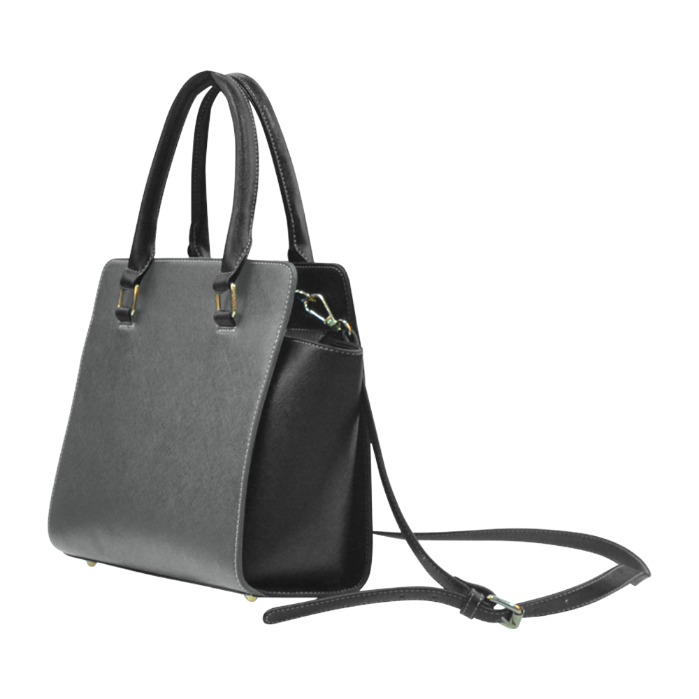 Pirate Black Color Accent Rivet Shoulder Handbag (Model 1645)