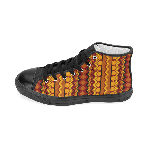 Gold Tribal Pattern Women's Classic High Top Canvas Shoes (Model 017)