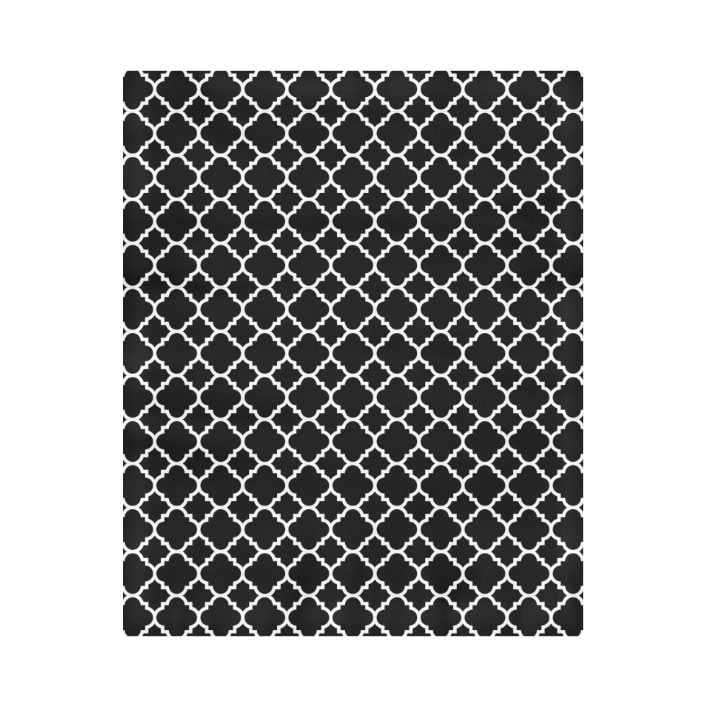 black white quatrefoil classic pattern Duvet Cover 86"x70" ( All-over-print)