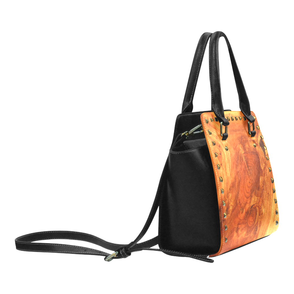 fantastic wood grain Rivet Shoulder Handbag (Model 1645)