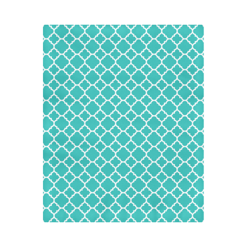 turquoise white quatrefoil classic pattern Duvet Cover 86"x70" ( All-over-print)