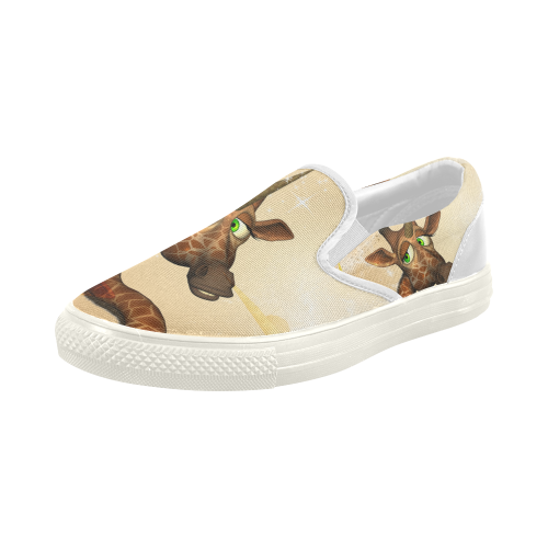 Funny unicorn giraffe Women's Slip-on Canvas Shoes (Model 019)