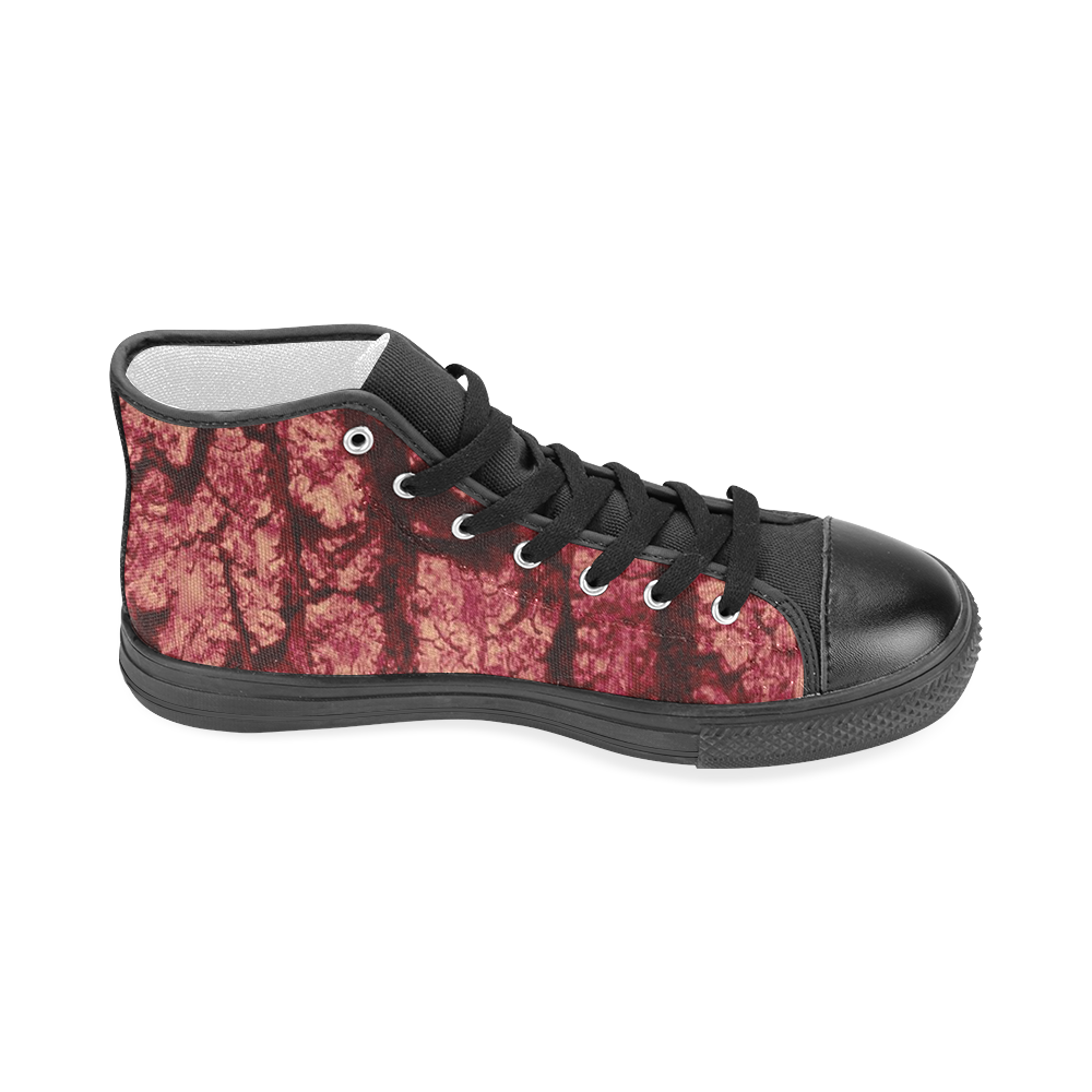 tree bark structure red Men’s Classic High Top Canvas Shoes (Model 017)