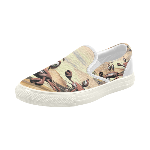 Funny crabs Women's Slip-on Canvas Shoes (Model 019)