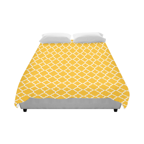 sunny yellow white quatrefoil classic pattern Duvet Cover 86"x70" ( All-over-print)