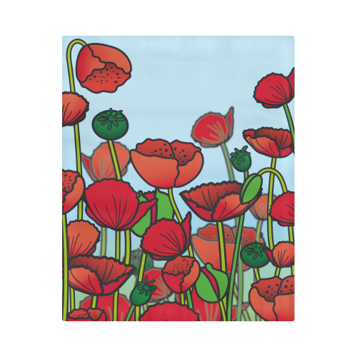 field of poppy flowers red floral Duvet Cover 86"x70" ( All-over-print)