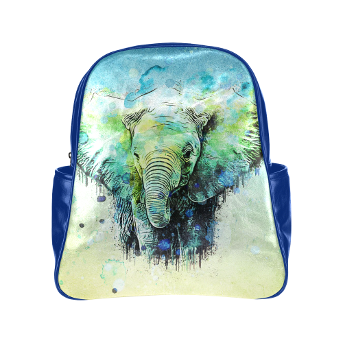 watercolor elephant Multi-Pockets Backpack (Model 1636)