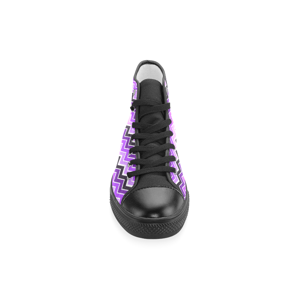 Purple Chevrons Women's Classic High Top Canvas Shoes (Model 017)