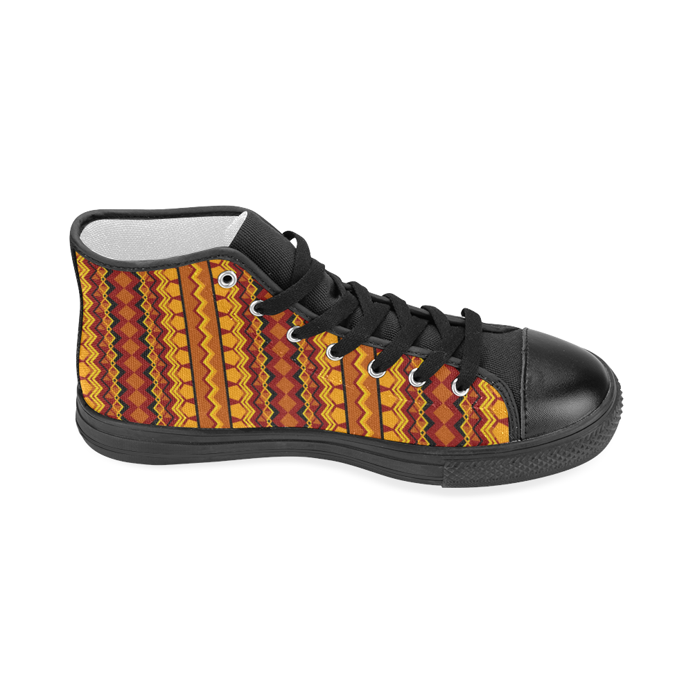 Gold Tribal Pattern Women's Classic High Top Canvas Shoes (Model 017)