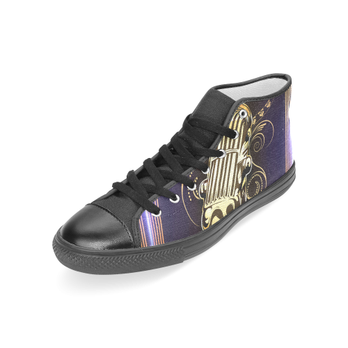 Music, microphone Women's Classic High Top Canvas Shoes (Model 017)