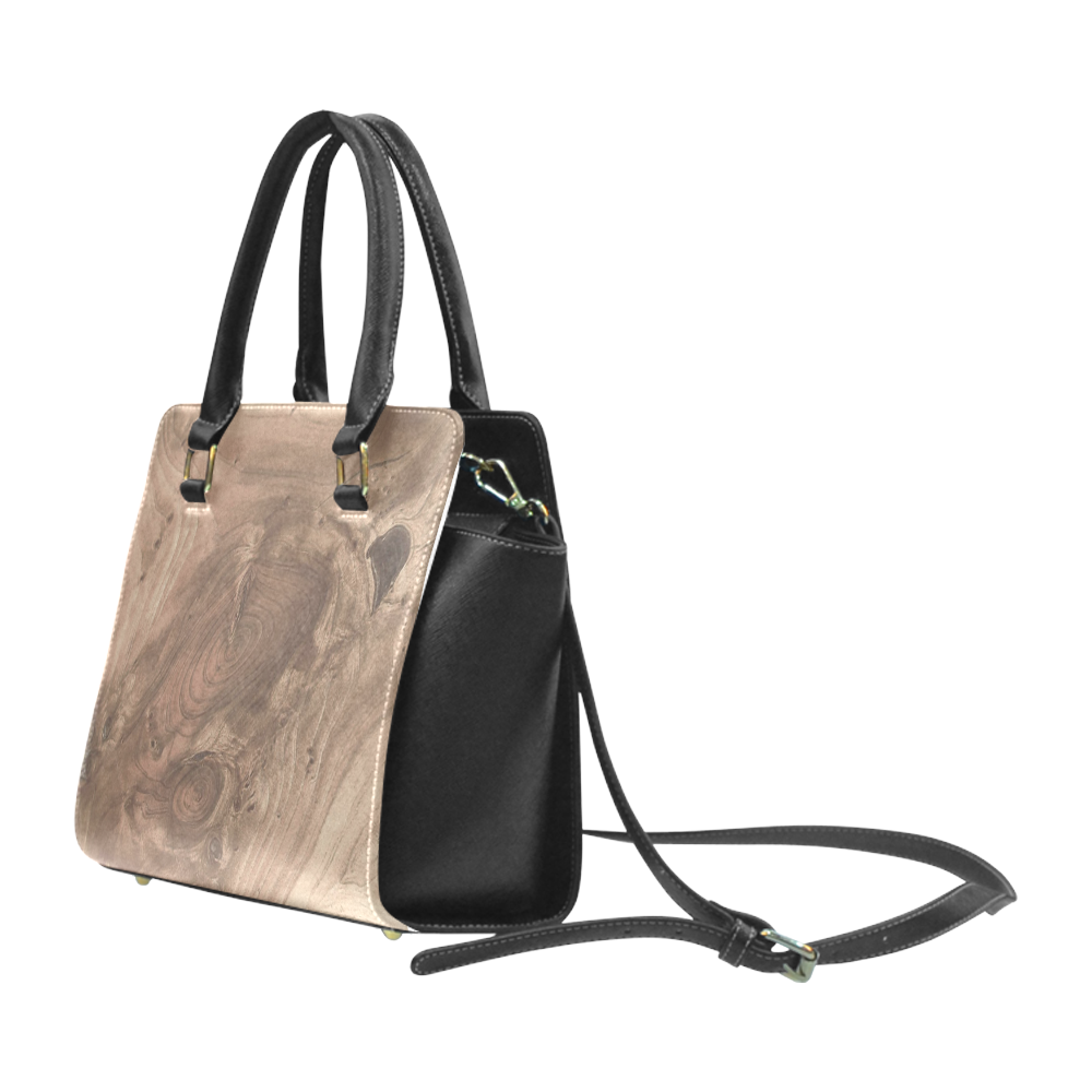 fantastic wood grain soft Rivet Shoulder Handbag (Model 1645)