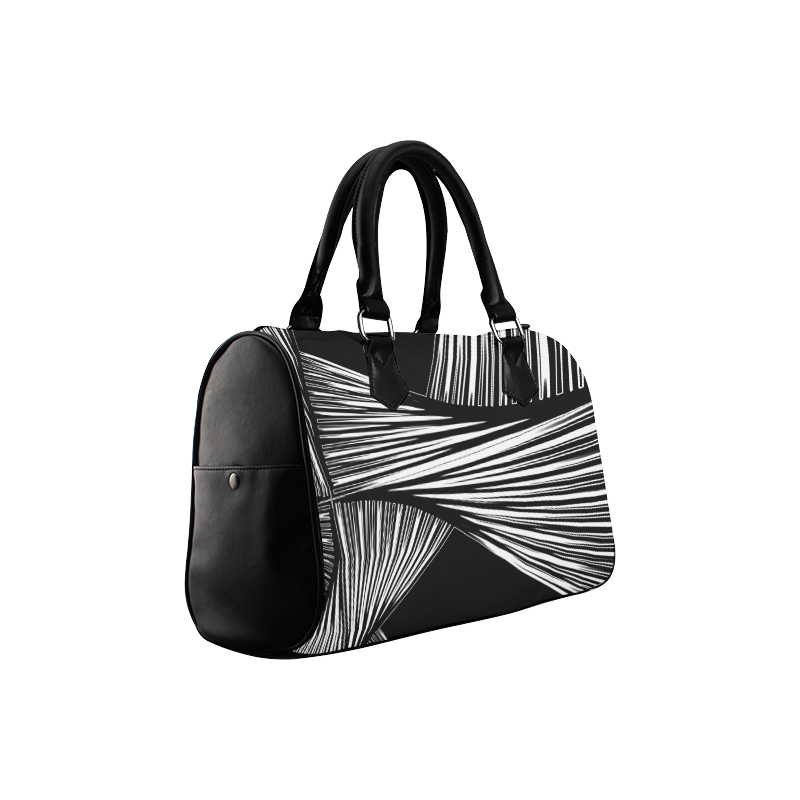 Black and white abstract Boston Handbag (Model 1621)