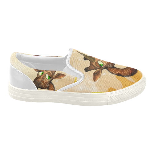 Funny unicorn giraffe Women's Slip-on Canvas Shoes (Model 019)