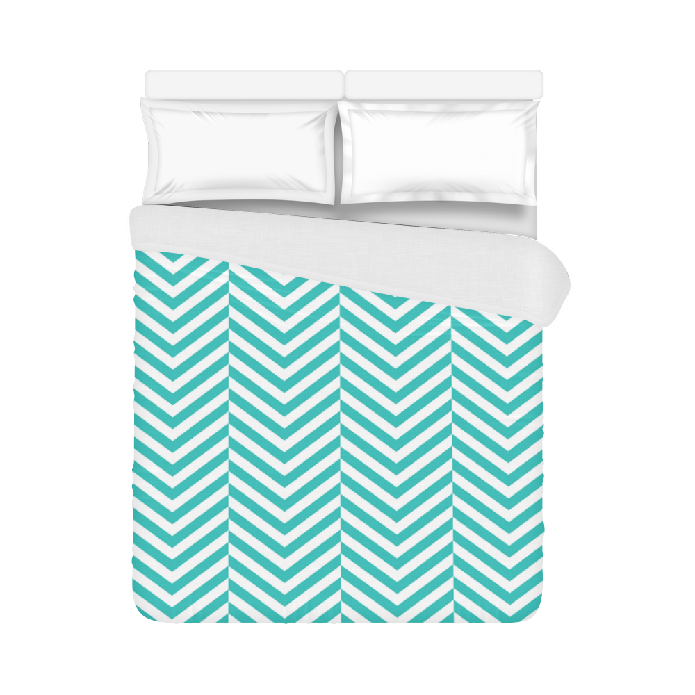turquoise and white classic chevron pattern Duvet Cover 86"x70" ( All-over-print)