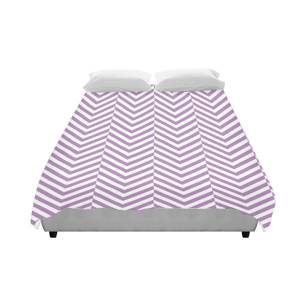 lilac purple and white classic chevron pattern Duvet Cover 86"x70" ( All-over-print)