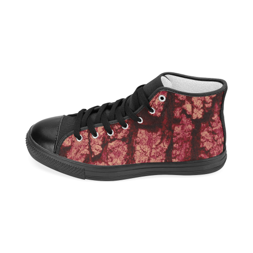tree bark structure red Women's Classic High Top Canvas Shoes (Model 017)
