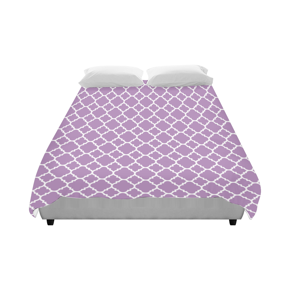 purple lilac white quatrefoil classic pattern Duvet Cover 86"x70" ( All-over-print)