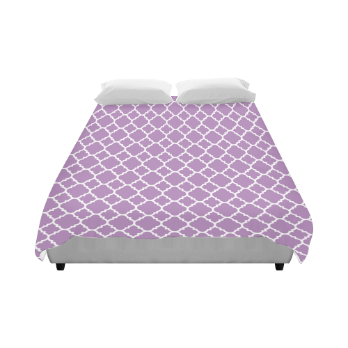 purple lilac white quatrefoil classic pattern Duvet Cover 86"x70" ( All-over-print)