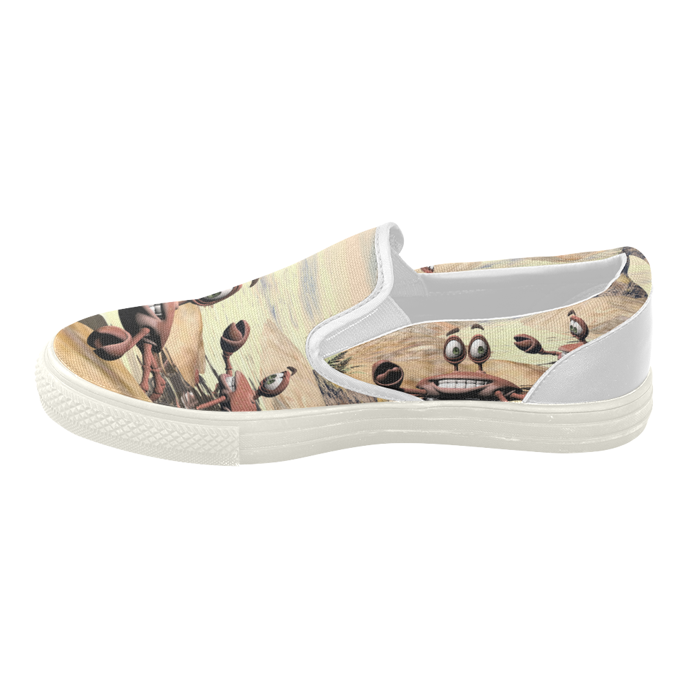 Funny crabs Women's Slip-on Canvas Shoes (Model 019)