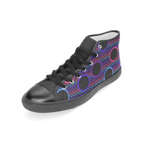 Funky Black Holes Women's Classic High Top Canvas Shoes (Model 017)