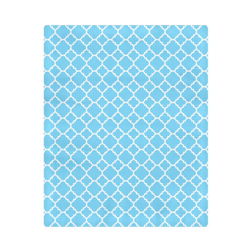bright blue white quatrefoil classic pattern Duvet Cover 86"x70" ( All-over-print)