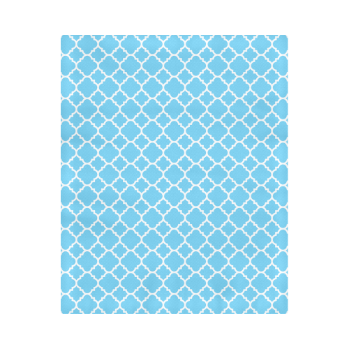 bright blue white quatrefoil classic pattern Duvet Cover 86"x70" ( All-over-print)