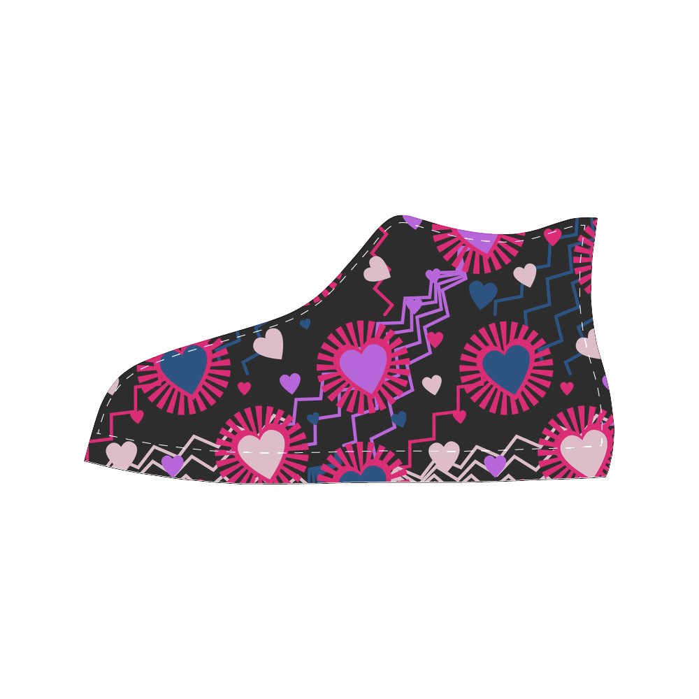 Punk Rock Hearts Women's Classic High Top Canvas Shoes (Model 017)