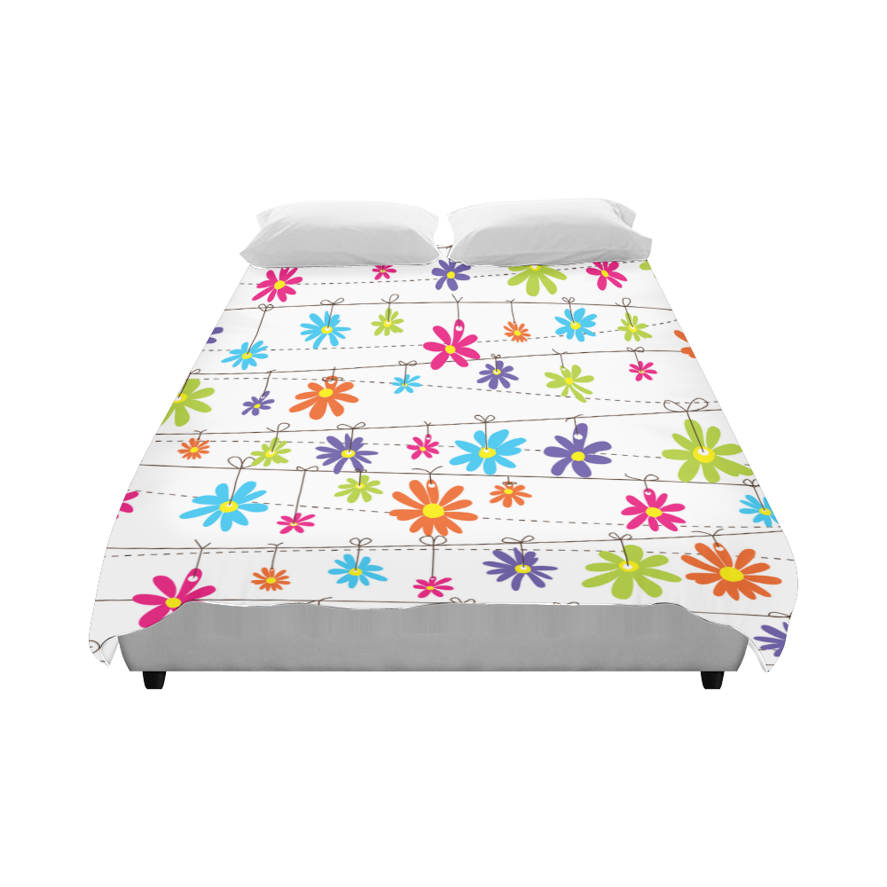colorful flowers hanging on lines Duvet Cover 86"x70" ( All-over-print)