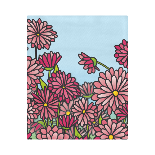 chrysantenum flower field pink floral Duvet Cover 86"x70" ( All-over-print)