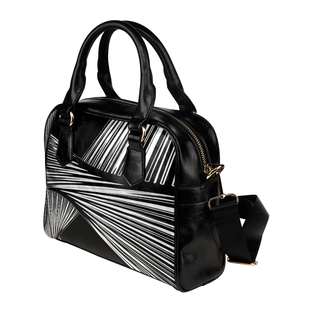 Black and white abstract Shoulder Handbag (Model 1634) | ID: D182206